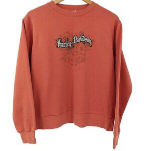 Harley Davidson Orange Sweatshirt Size M Missoula Montana MT Pullover Glitter